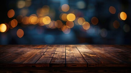 rustic wooden table with a vintage bokeh background