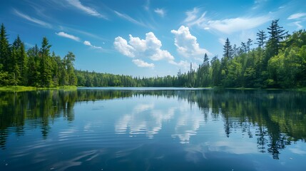 Obraz premium beautiful lake with forest