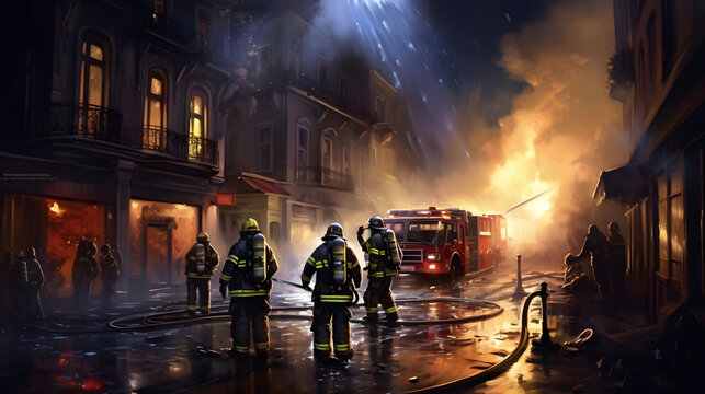 Bomberos apagando incendio