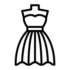 Bride Dress Vector Line Icon Design