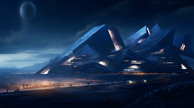 Imagen futurista de edificio y carretera