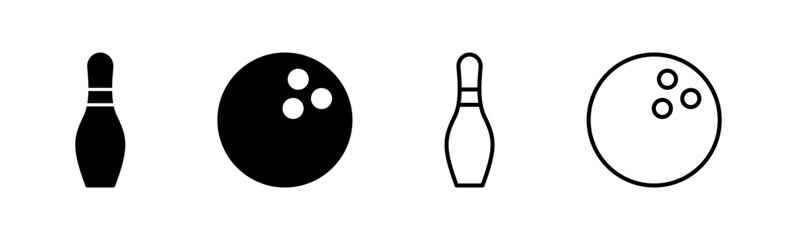 Bowling icon set. bowling ball and pin icon. bowling pins