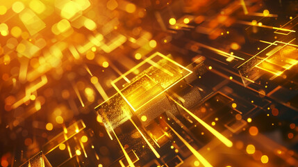 Fototapeta premium Hi-tech communication visuals enhanced by radiant golden abstracts,