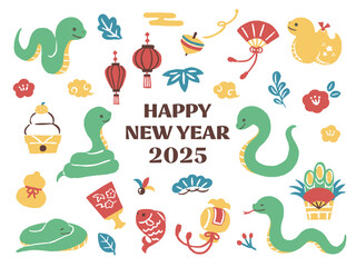happy new year 2025 with snake