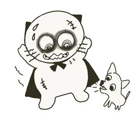 cartoon ghost cat halloween