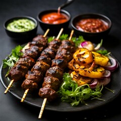 shish kebab on skewers