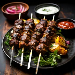 shish kebab on skewers
