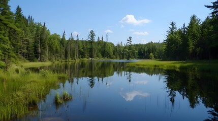 beautiful lake with forest