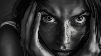 Fototapeta premium anxious girl zoom in 3