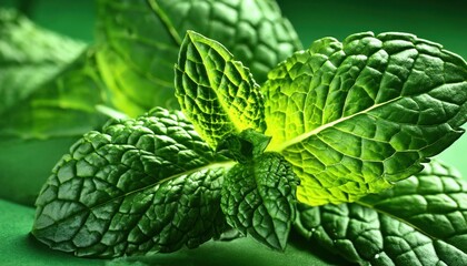 Mint one leaf close up abstract natural background 