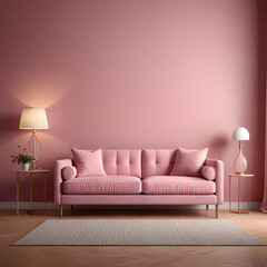 Empty painted wall.Living room furniture and blank background.Bedroom interior trend  Modern luxury apricot room interior home designs. living room designs.Home decor trend. 3d render