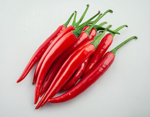 Red Chilies on a white background