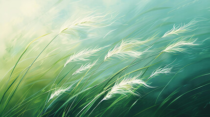 A vast green wheat field sways gently in the summer breeze