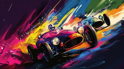 car poster painted with paints
