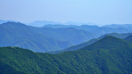 Naklejka premium Beautiful summer scenery of Gajisan Mountain in Korea