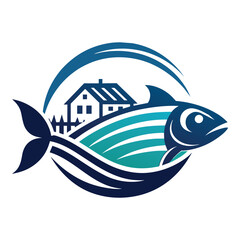 fish farms vector art illustration on white background
