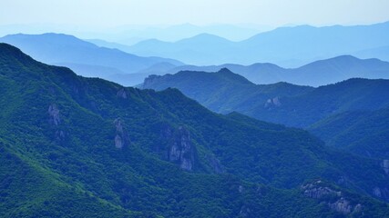 Naklejka premium Beautiful summer scenery of Gajisan Mountain in Korea
