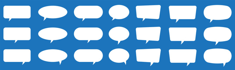 Set of speech bubbles. Speak bubble text, cartoon chatting box, message box. Blank empty white speech bubbles.