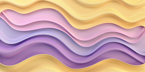 Abstract background with pastel violet and yellow wave like curved shapes