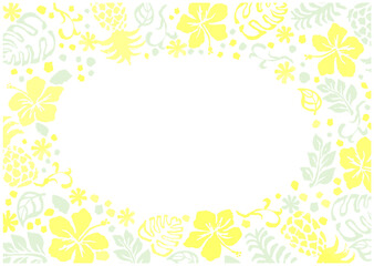 ハワイをイメージしたトロピカルな花柄の円フレーム