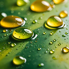 Water droplets on a surface, perfect for illustrating concepts related to nature, purity, or the beauty of small details. Ideal for use in websites, blogs, articles, or presentations