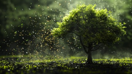 Fototapeta premium The leaves on the tree were like tiny pieces of information constantly gathering and dispersing to feed the growth of the tree.