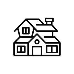 Black line icon for villa 