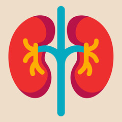 Cartoon kidneys displayed against a green background