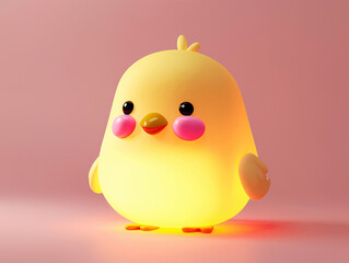 Fototapeta premium Cute Yellow Chick with Glowing Light for Children's Illustration and Design with copy space text for children's books, toys, and products