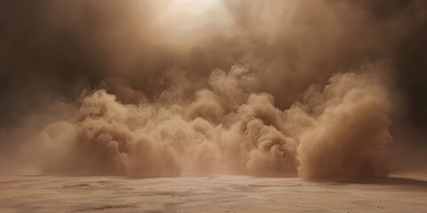 cloud of sand dust on the ground in a realistic simulation