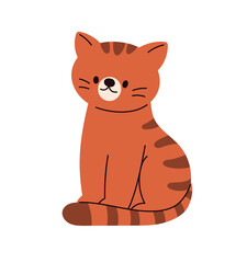 Cute cat in sitting position. Flat cartoon style vector illustration isolated on white background