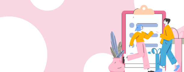 Invite friends to conduct questionnaire flat vector concept operation hand drawn illustration
