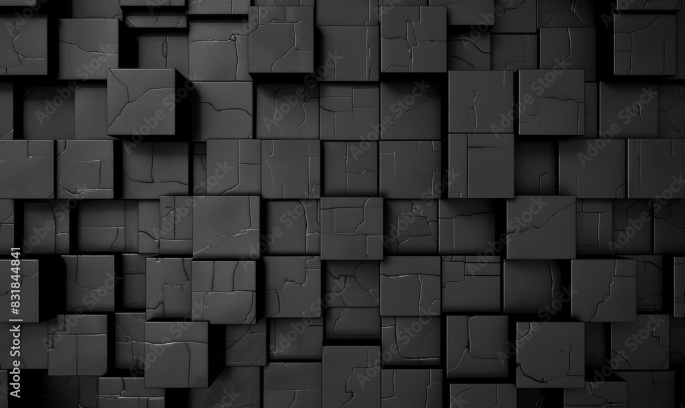 Poster intricate 3d black cubes pattern texture background with geometric abstract design for modern and fu