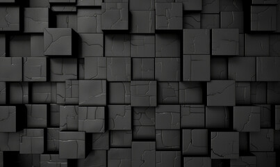 Intricate 3D Black Cubes Pattern Texture Background with Geometric Abstract Design for Modern and Futuristic Visual Concepts