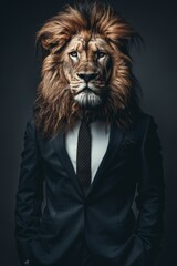 A lion wearing a luxurious and fashionable suit.
