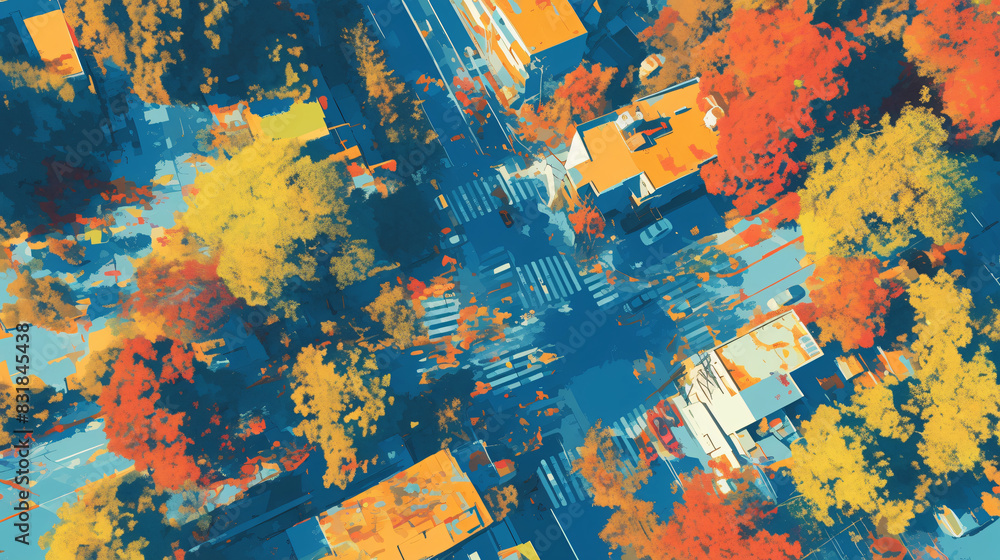 Poster abstract cityscape with colorful buildings for urban and architecture with copy space text for urban