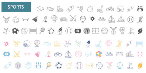 Collection of icon illustrations related to sports exercise