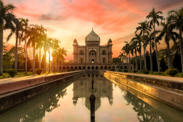 Safdarjung Tomb Glows in Golden Hour Evening Splendor