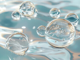 Crystal Clear Water Droplets for Beauty and Skincare with copy space text for beauty and skincare brands