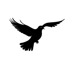 flaying dove black silhouette vector design logo