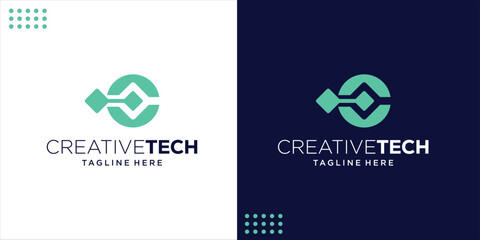 Abstract Initial Letter C Linked Logo. Blue Circular Round Style with Connected Dots. Can be Used for Business and Technology, Design Inspiration, Vector