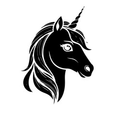  unicorn vector head portrait horse black silhouette vector design logo