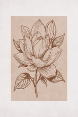 Botanical illustration for printing on wall decorations. Pattern for covers, business cards. Generated by Ai