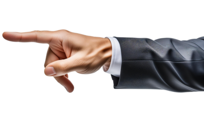 hand gesture pointing forward on a transparent background