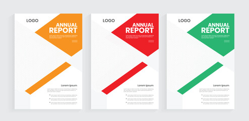 Annual report brochure cover vector template, A4 size leaflet book cover layout, graphic elements
design with colorful shapes.