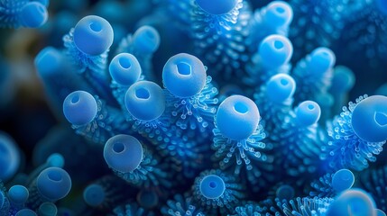 Kingdom of biological organisms. Scientific bacteria. Shows blue bacteria clearly and in detail.