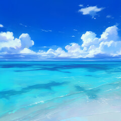 Fototapeta premium Tropical blue sea and sky scene - 熱帯の青い海と空の風景