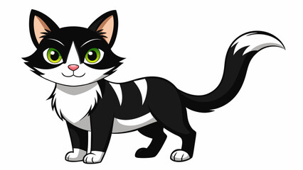 black and white cat cartoon