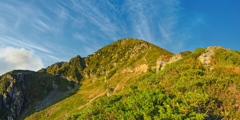 Pip Ivan peak in the Maramures region on the Ukrainian-Romanian border. Mount on a sunny morning....