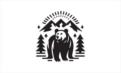 Bear Icon Vector illustration White Background-Bear Icon Vector Files for Cutting, Handmade calligraphy vector illustration, Black and white graphic illustration isolated on white background Hand writ